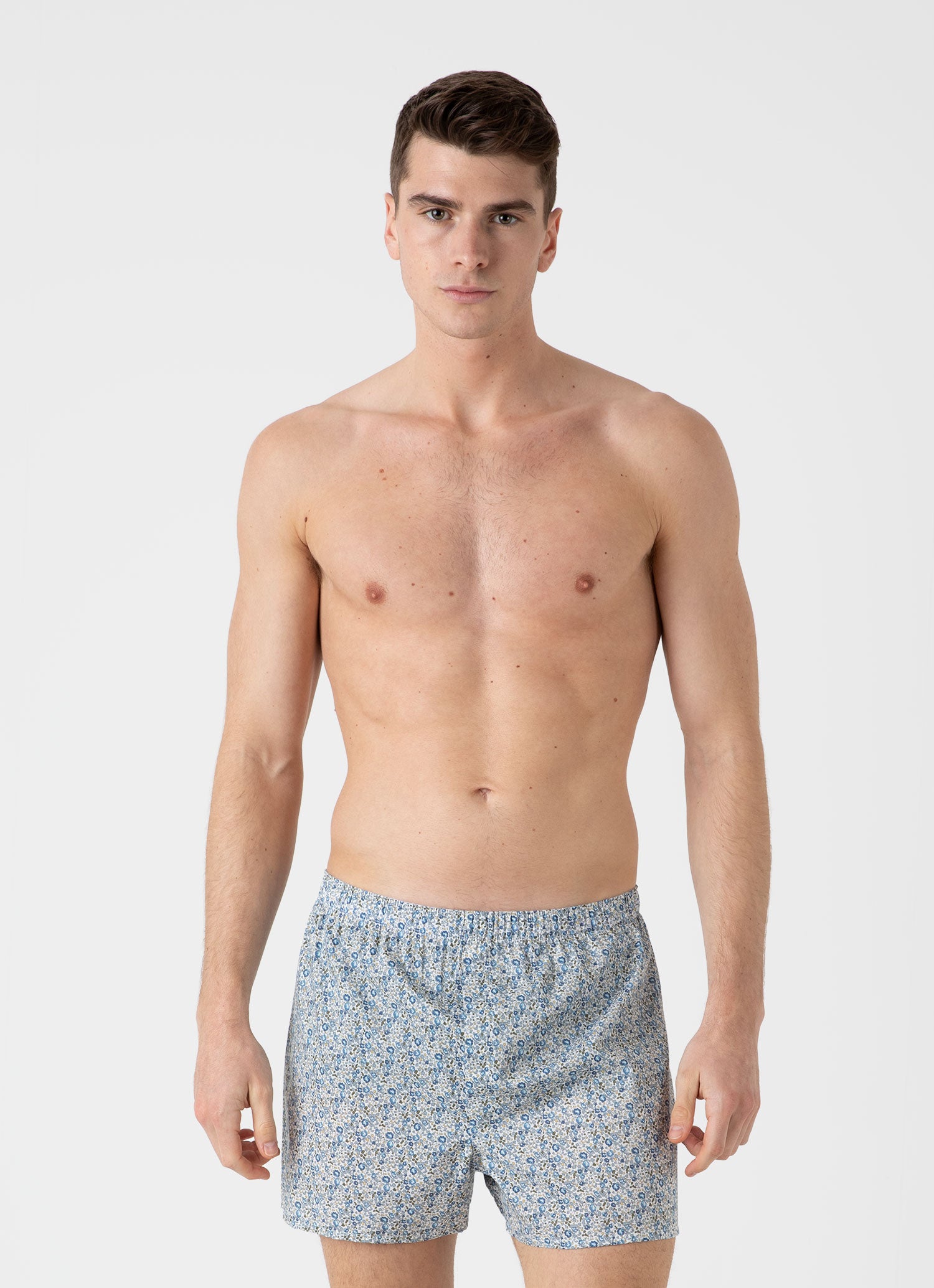 Men's Classic Boxer Shorts in Liberty Fabric in Blue Floral Ditsy