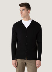 Men's Extra-Fine Merino Cardigan in Black