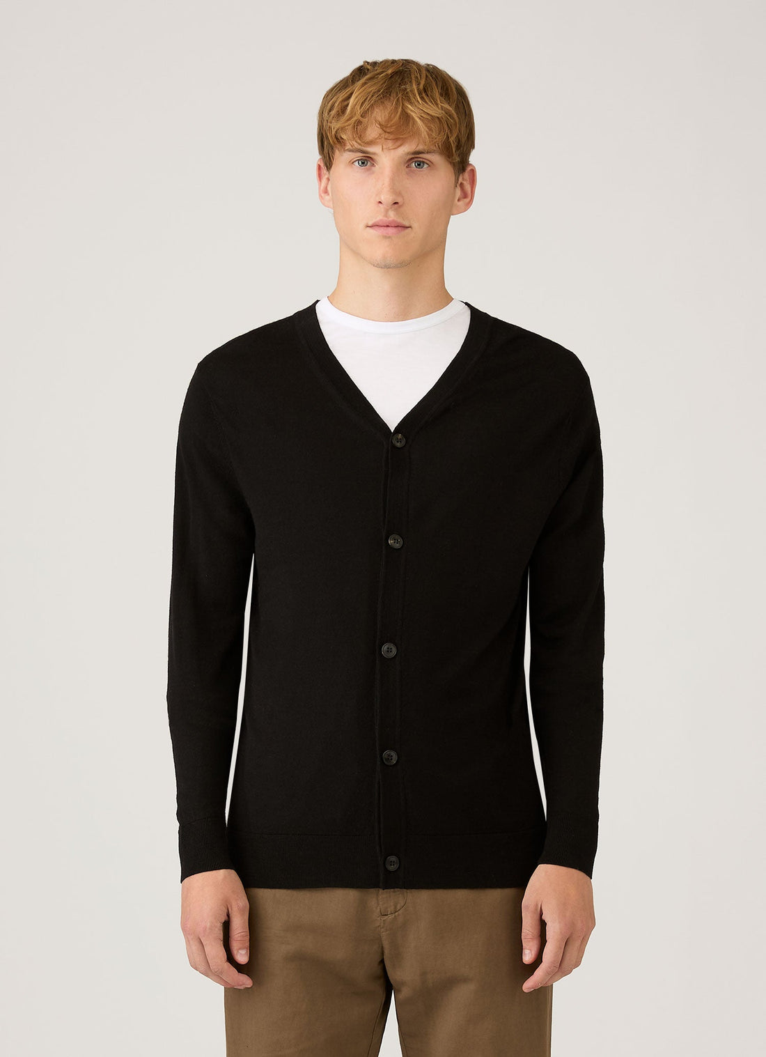 Men's Extra-Fine Merino Cardigan in Black