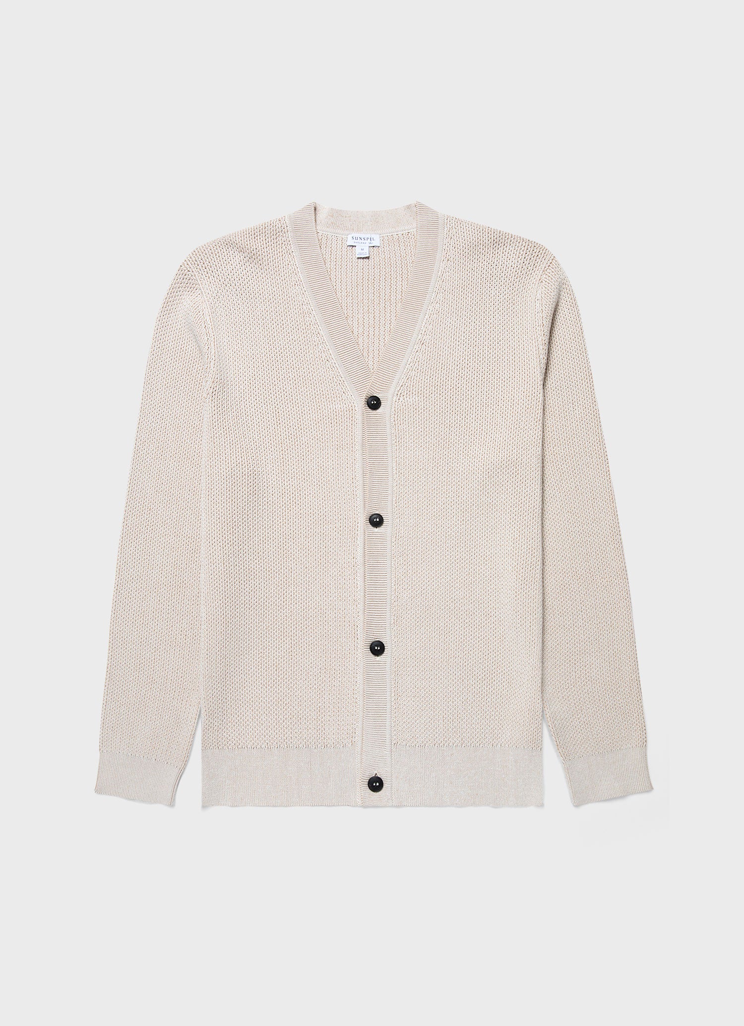 Men's Textured Knit Cardigan in Ecru