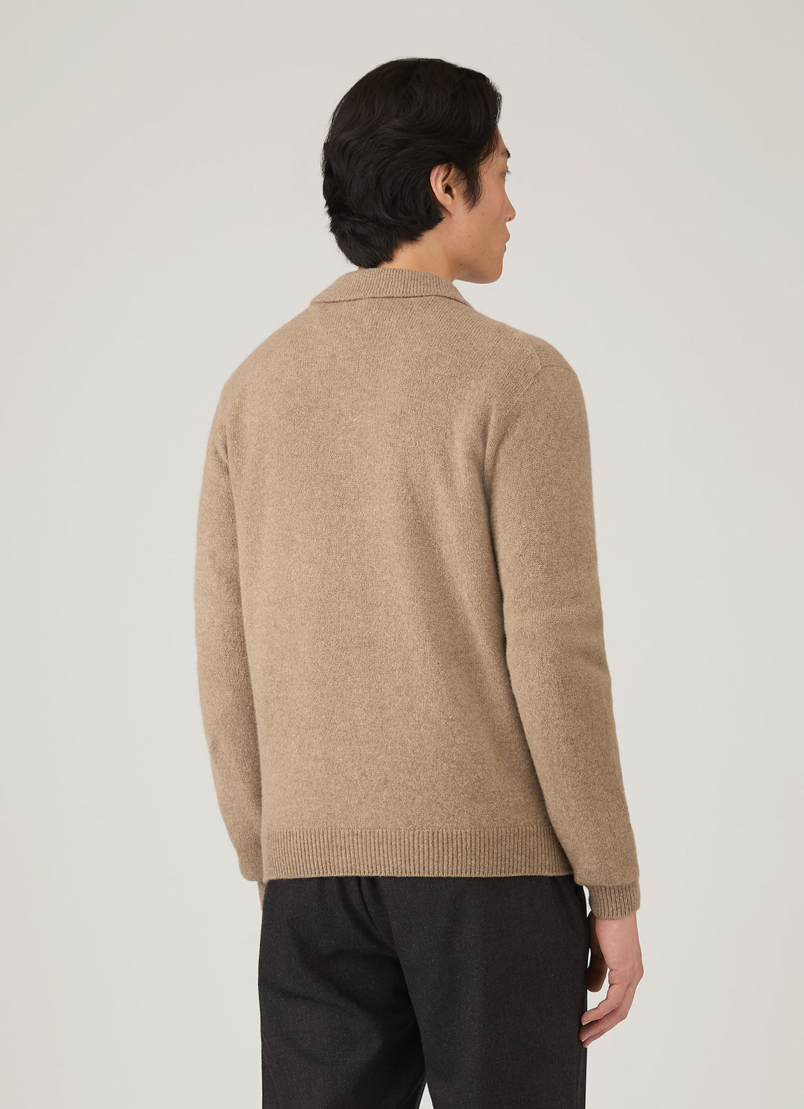 Men's Lambswool Cardigan in Sandstone