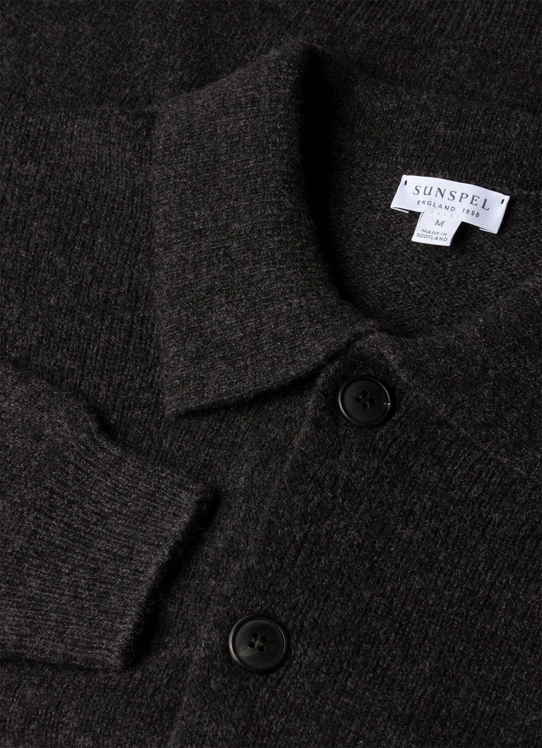 Men's Lambswool Cardigan in Charcoal Melange