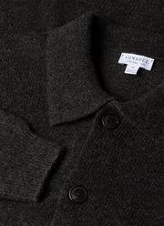 Men's Lambswool Cardigan in Charcoal Melange