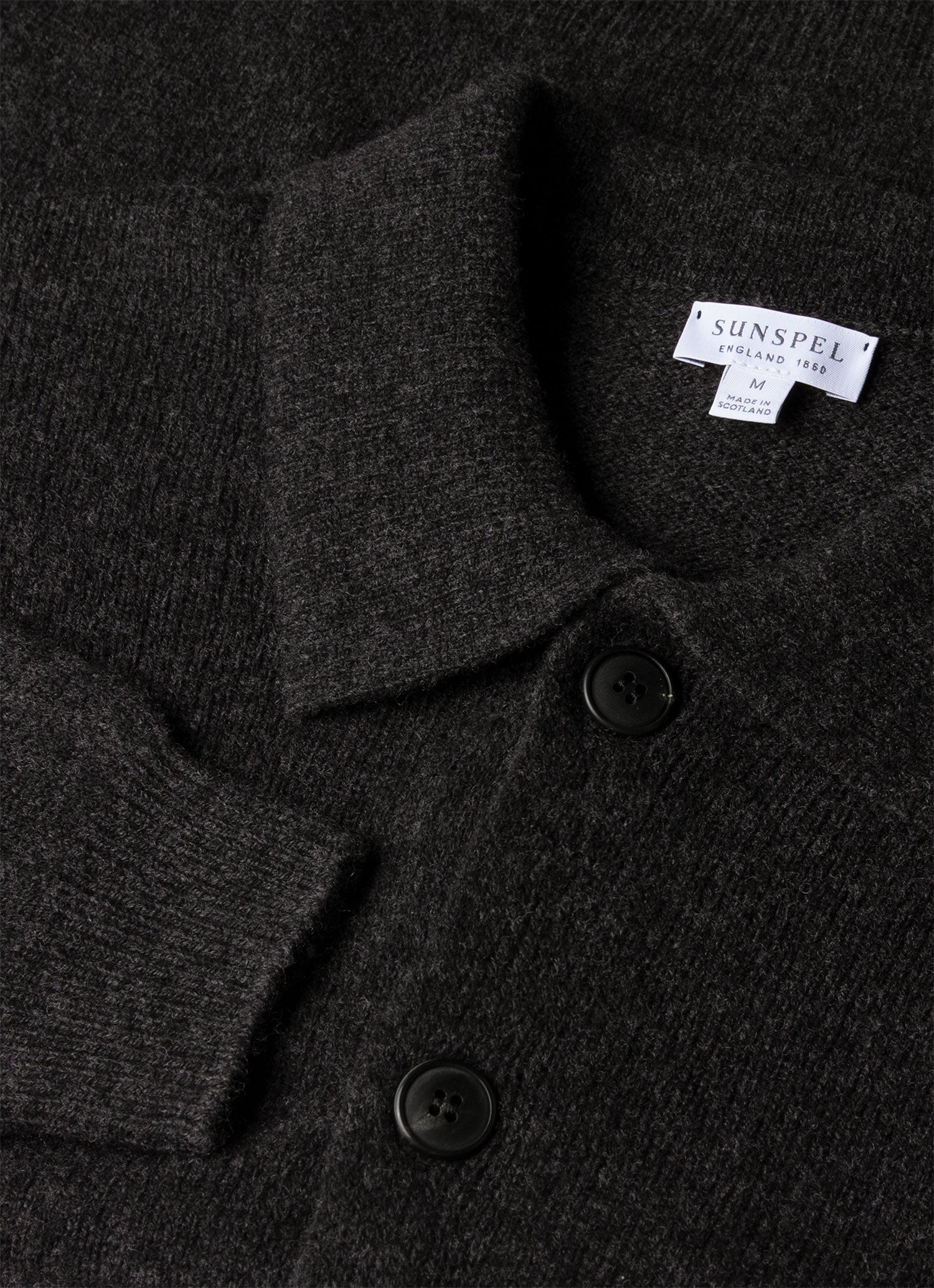 Men's Lambswool Cardigan in Charcoal Melange