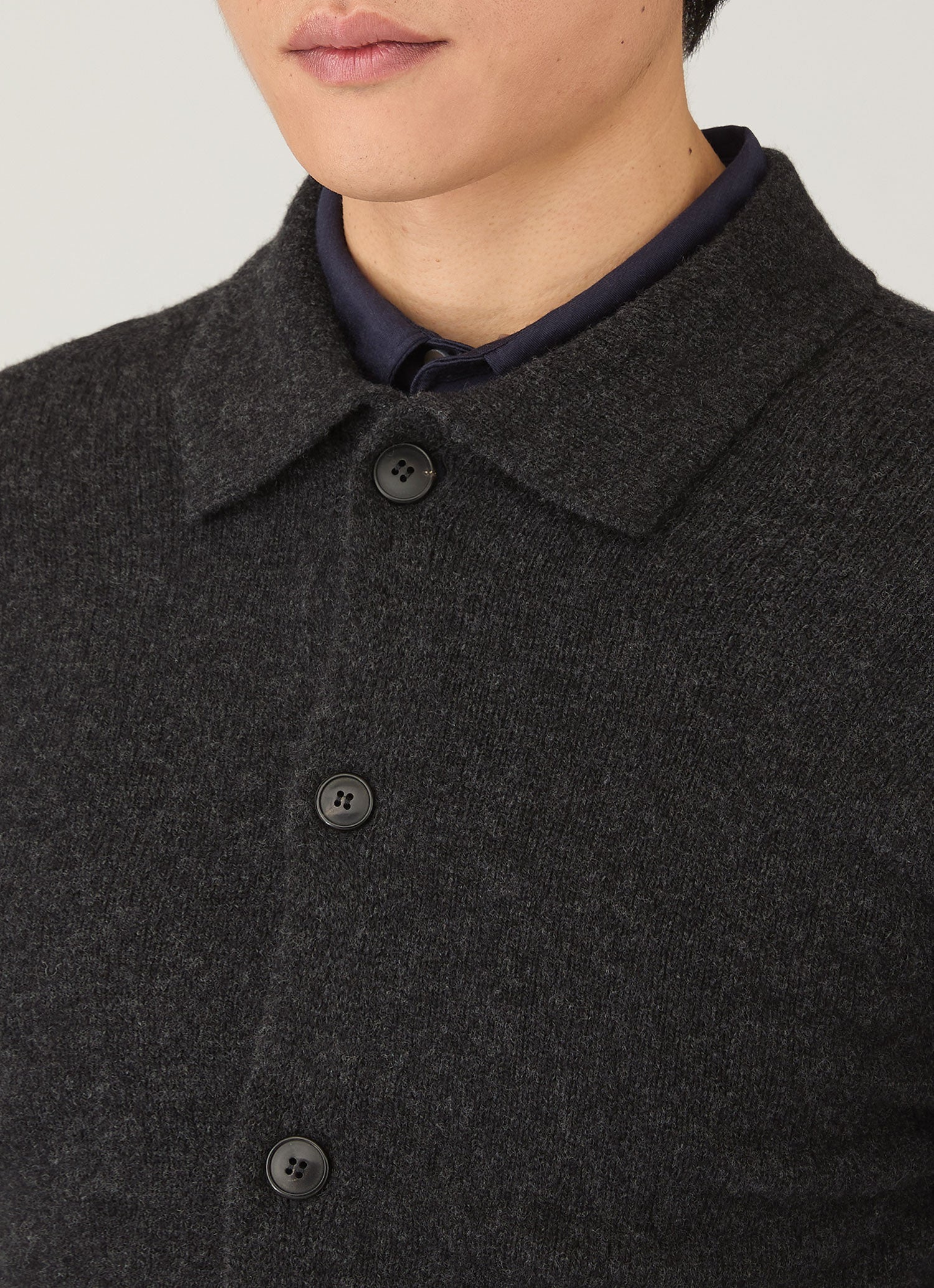 Men's Lambswool Cardigan in Charcoal Melange