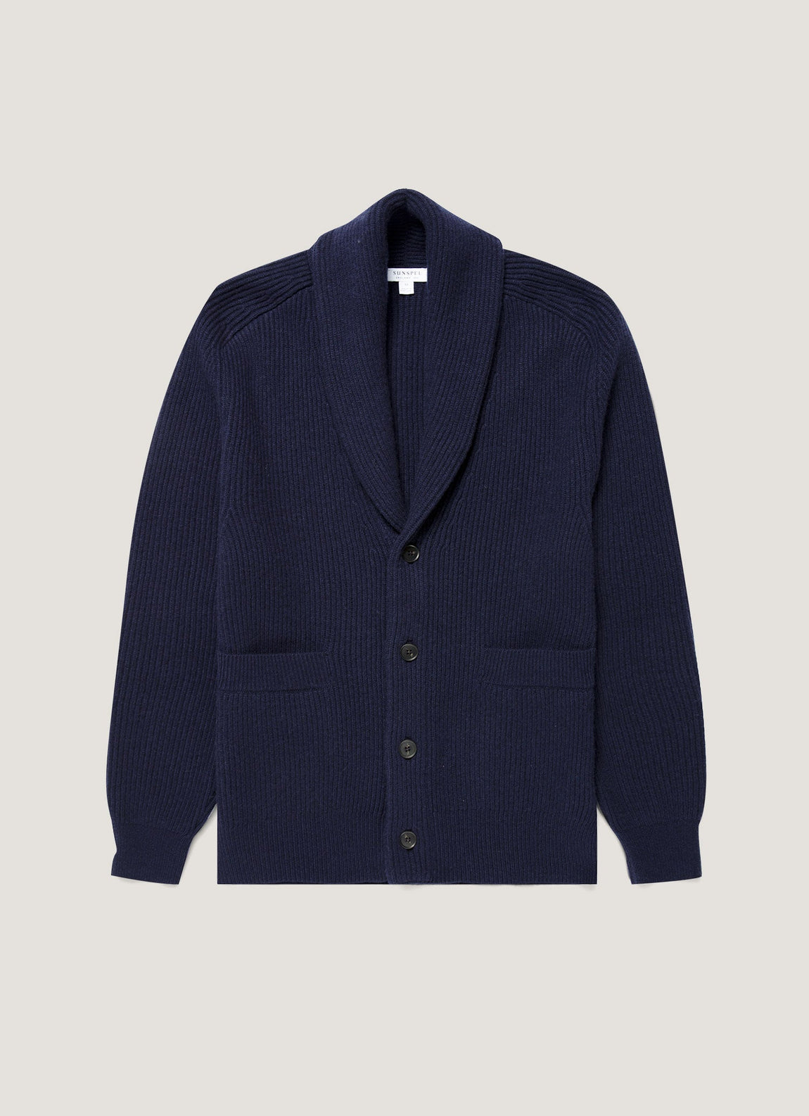 Men's Lambswool Cashmere Shawl Cardigan in Navy