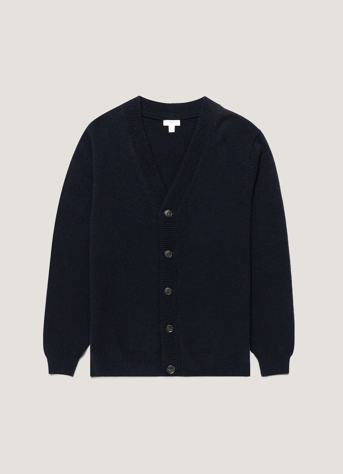 Men's Lambswool Cardigan in Dark Navy Mouline