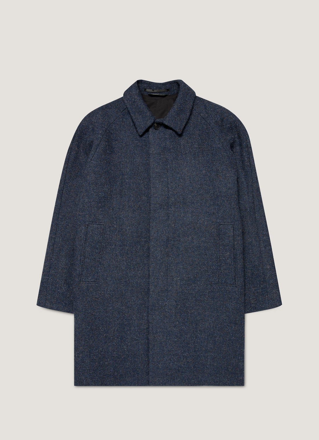 Men's Harris Tweed Car Coat in Selvedge Blue