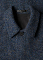 Men's Harris Tweed Car Coat in Selvedge Blue