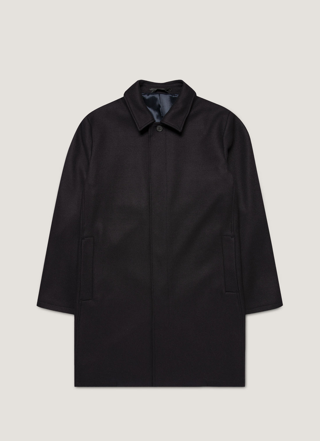 Men's Boiled Wool Coat in Navy