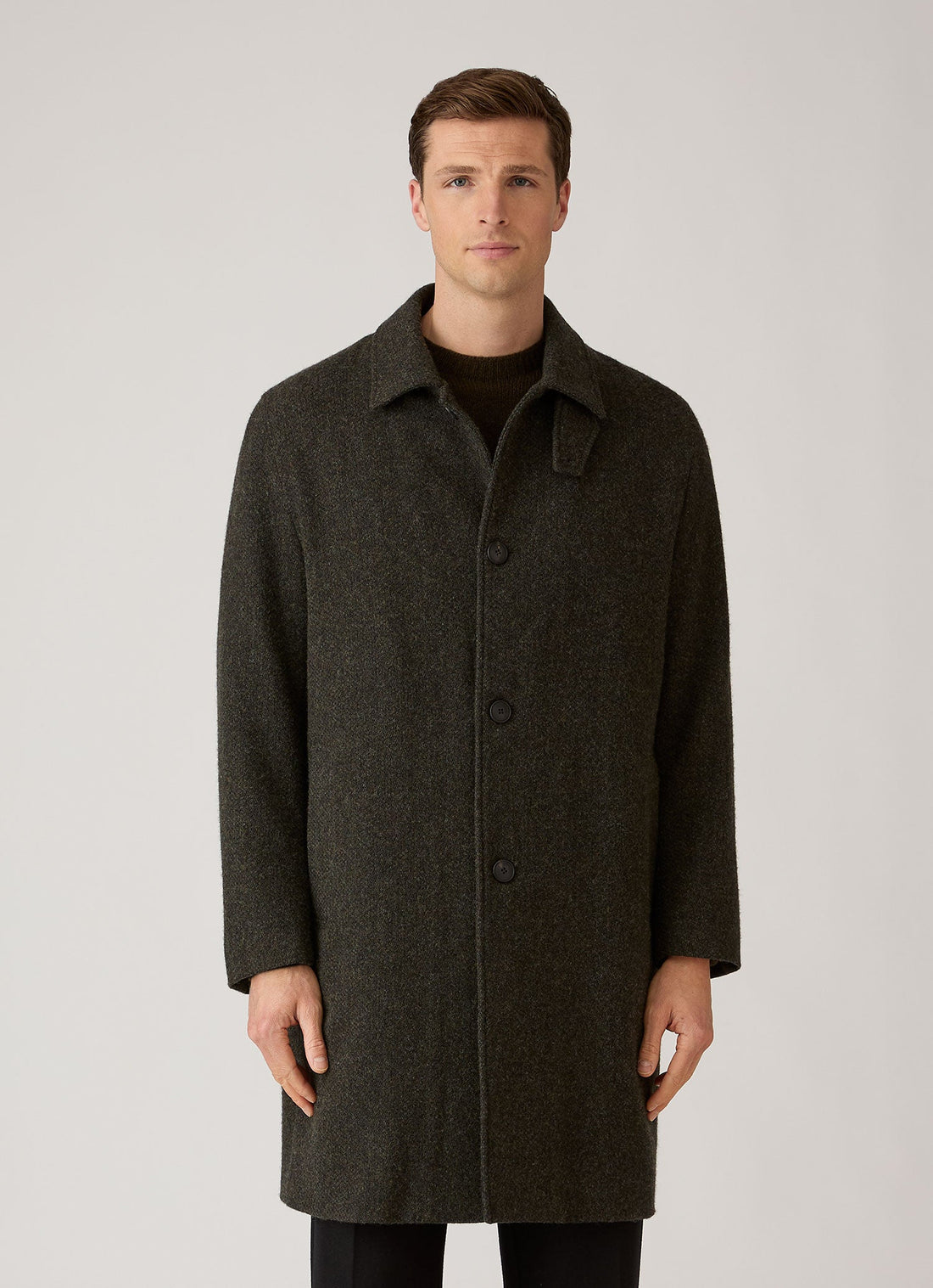 Men's Tweed Overcoat in Loden Green