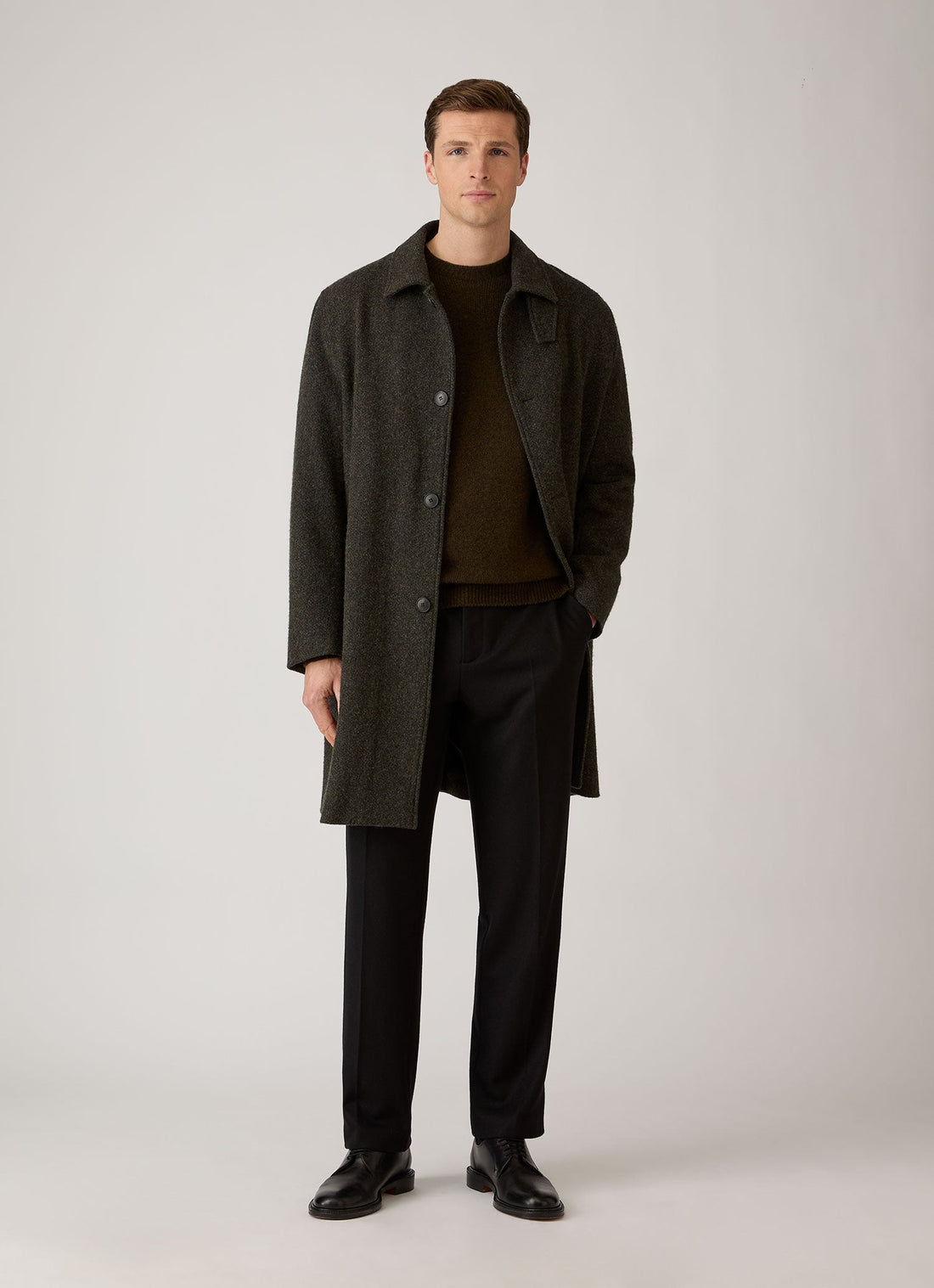 Men's Tweed Overcoat in Loden Green