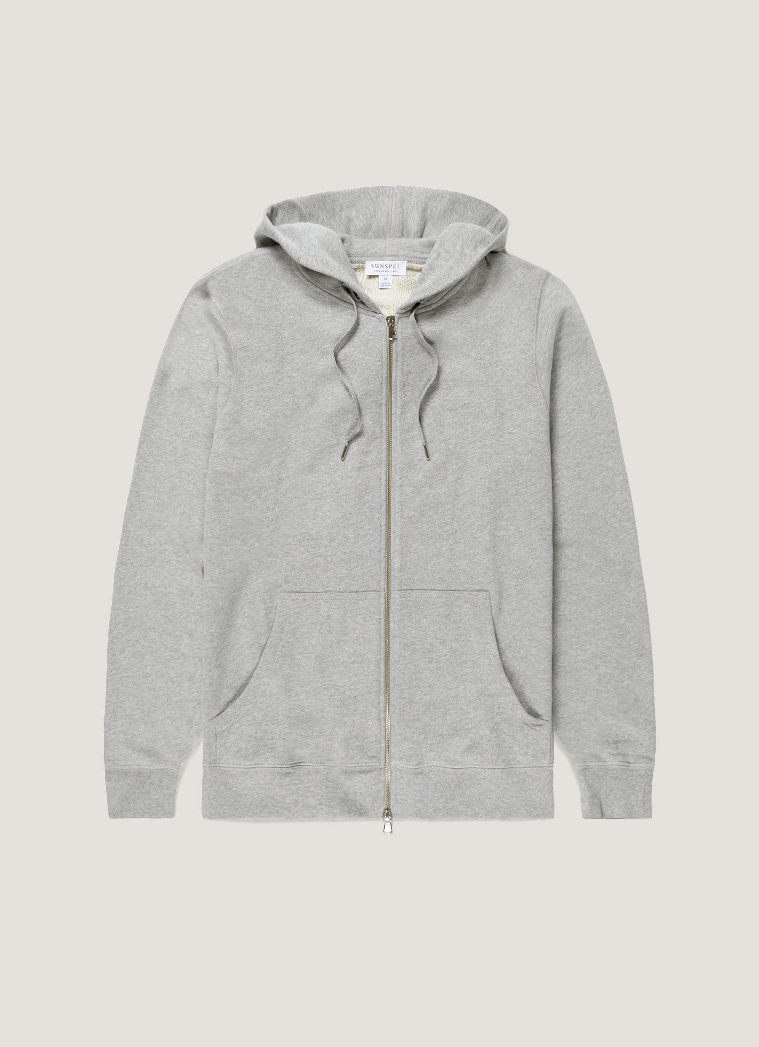 Men's Loopback Zip Hoodie in Grey Melange | Sunspel