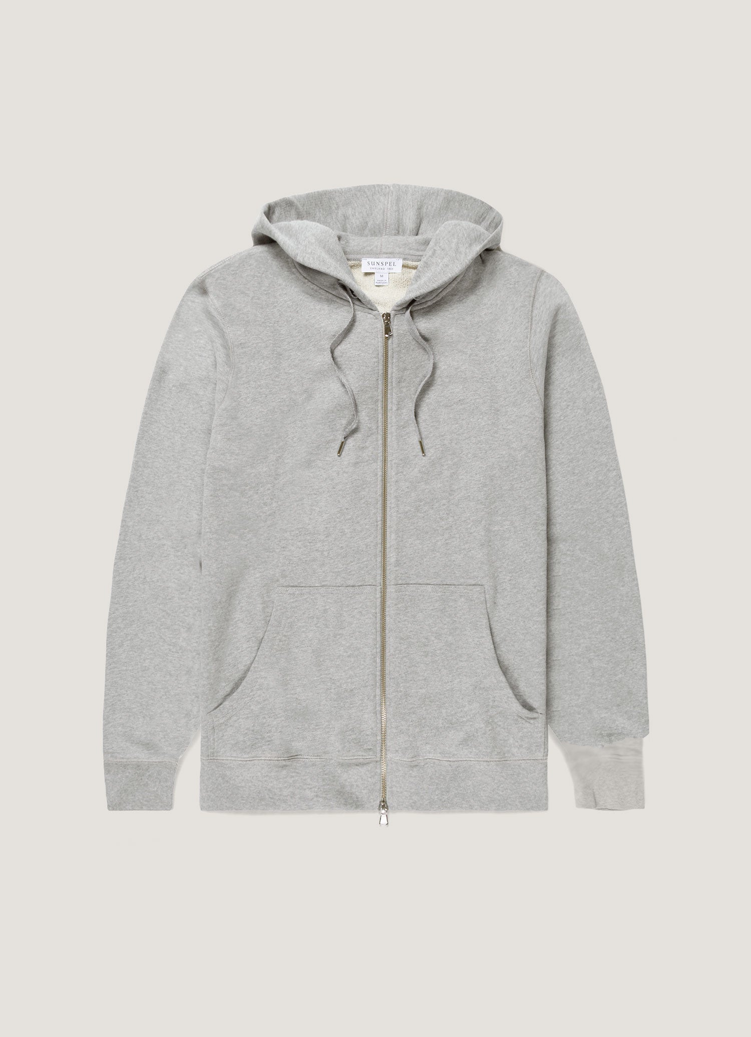 Men's Loopback Zip Hoodie in Grey Melange | Sunspel