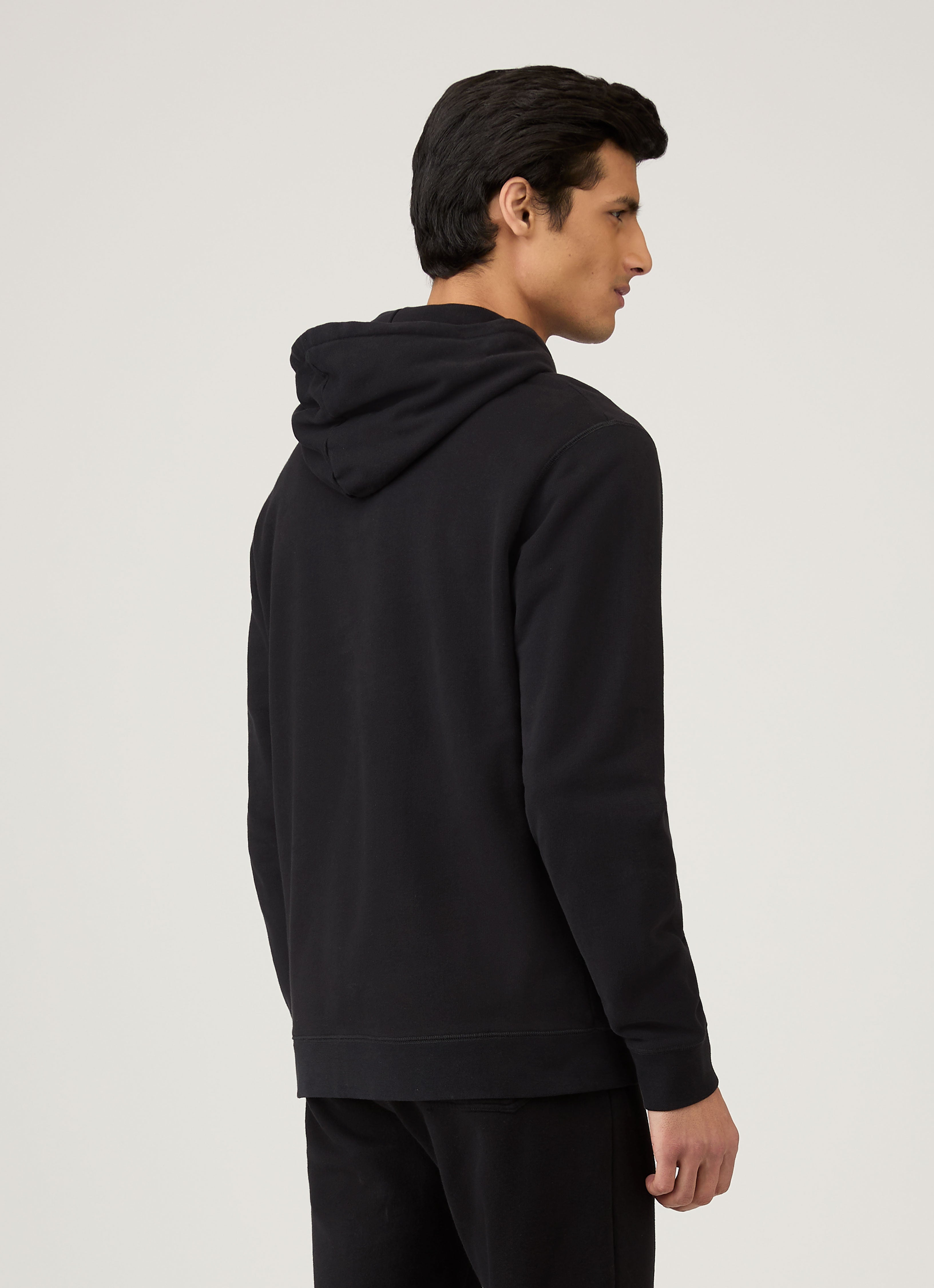 Men's Loopback Hoodie in Black | Sunspel