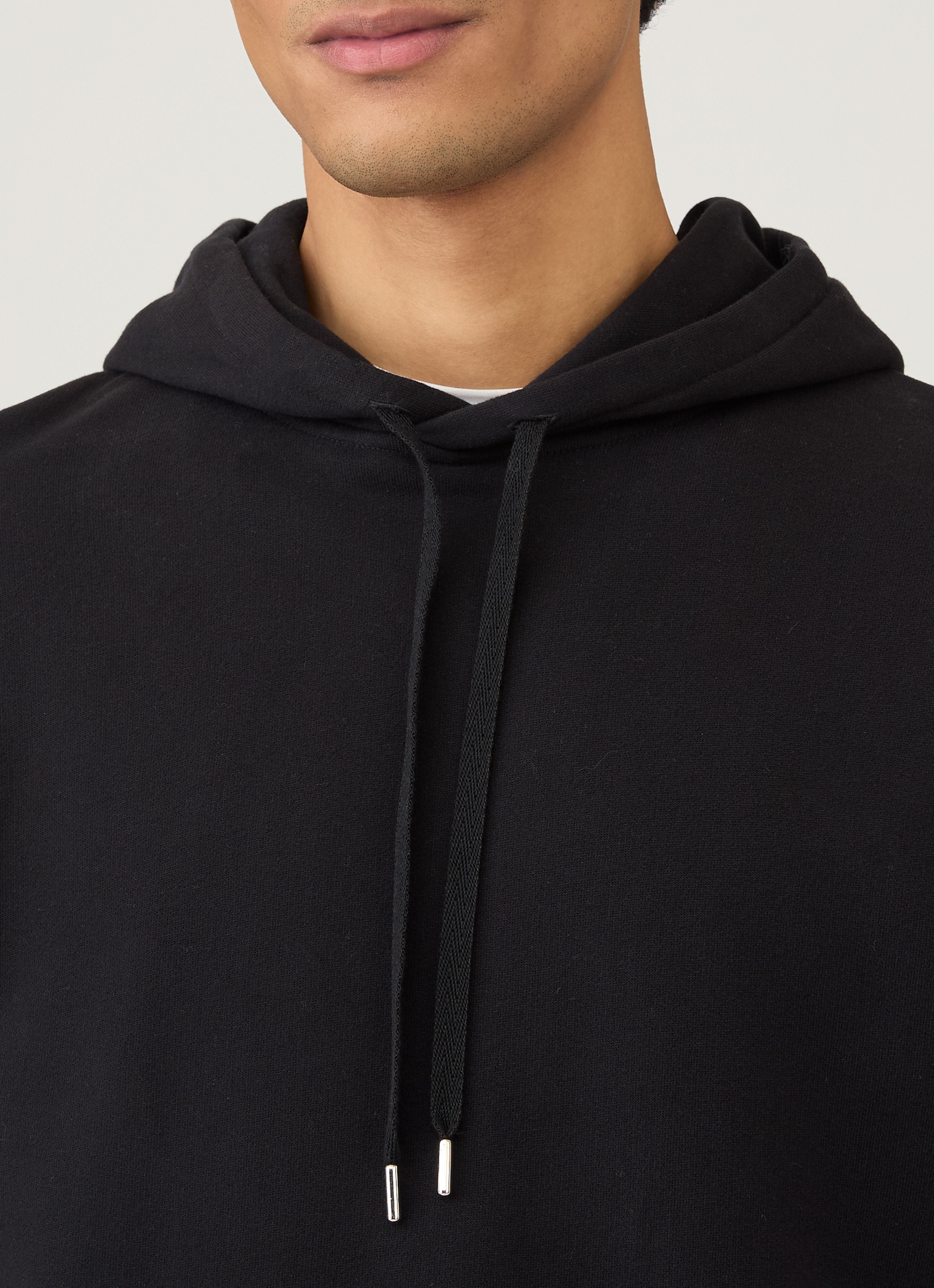 Men's Loopback Hoodie in Black | Sunspel Men's Loopback Hoodie in Black | Sunspel