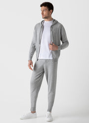 Men's Cashmere Zip Hoody in Grey Melange