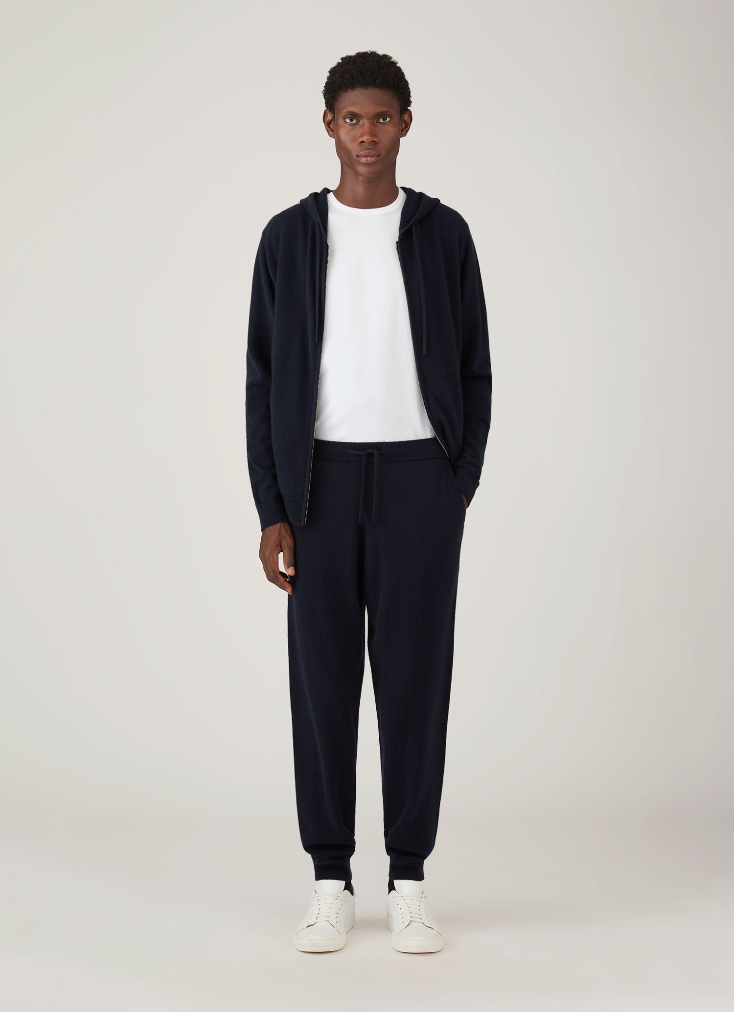 Men's Cashmere Hoodie in Navy