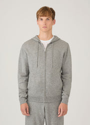 Men's Cashmere Hoodie in Grey Melange