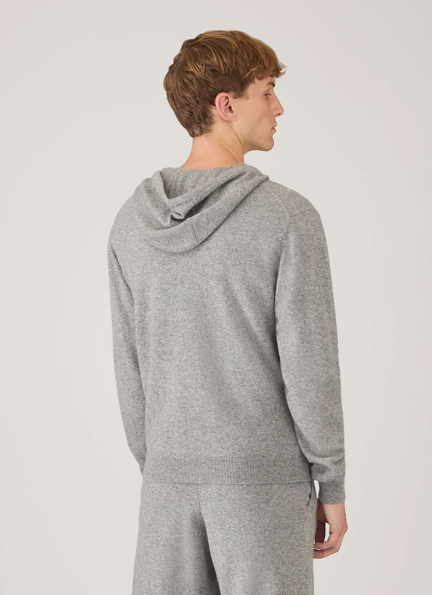 Men's Cashmere Hoodie in Grey Melange