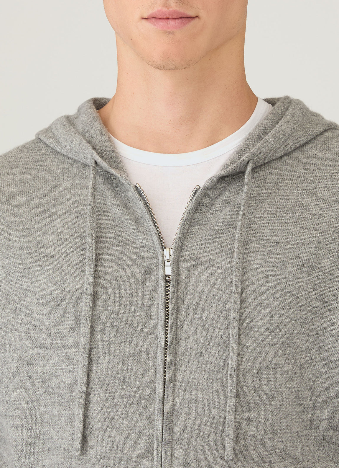 Men's Cashmere Hoodie in Grey Melange