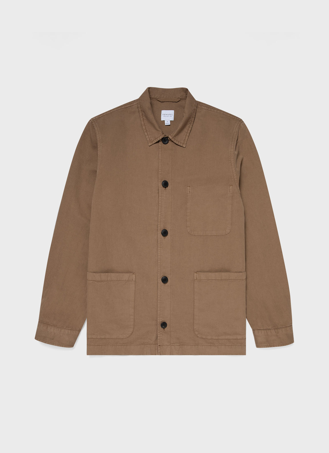 Men's Cotton Linen Twin Pocket Jacket in Dark Tan