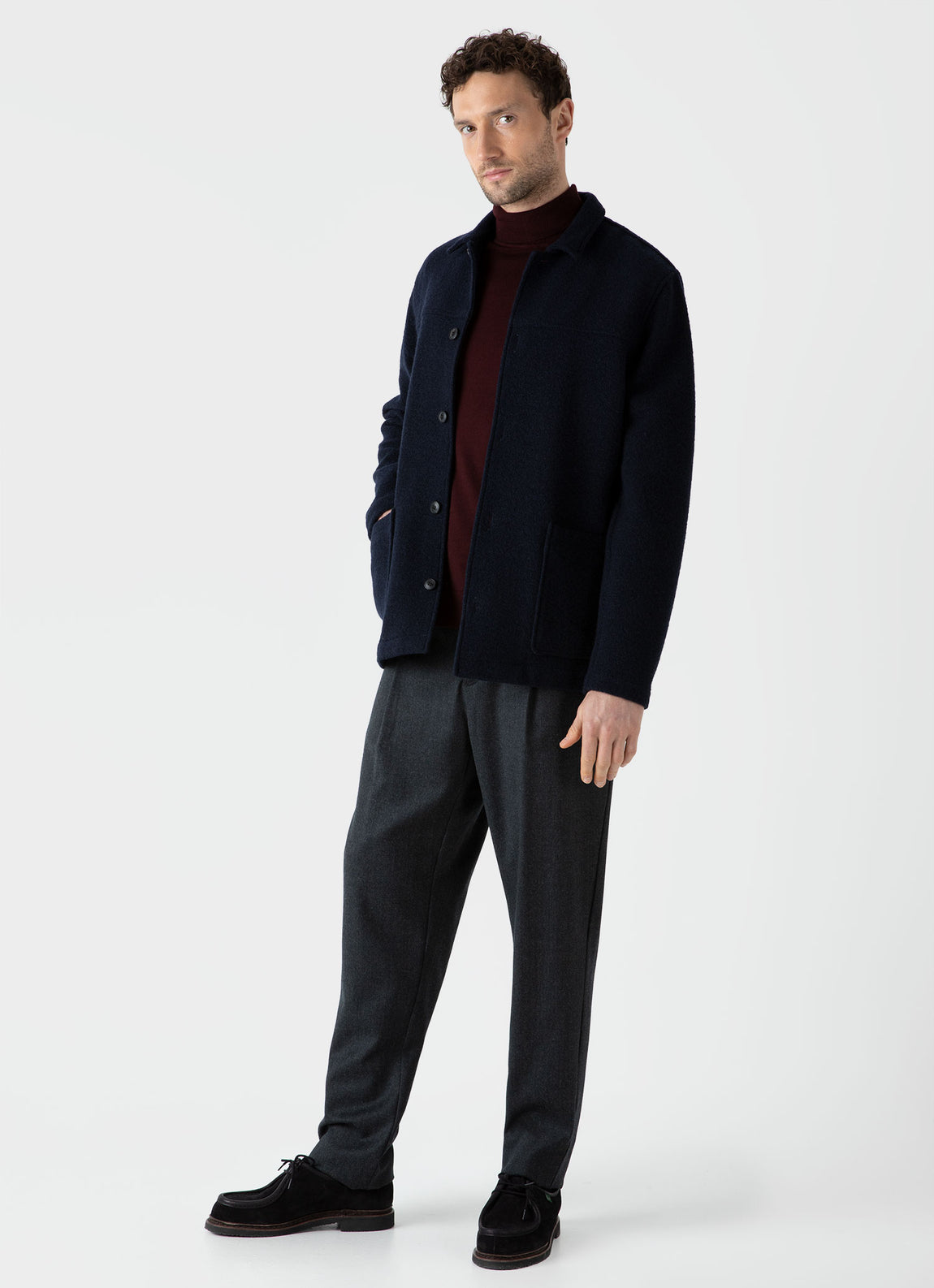 Men's Wool Donkey Jacket in Navy