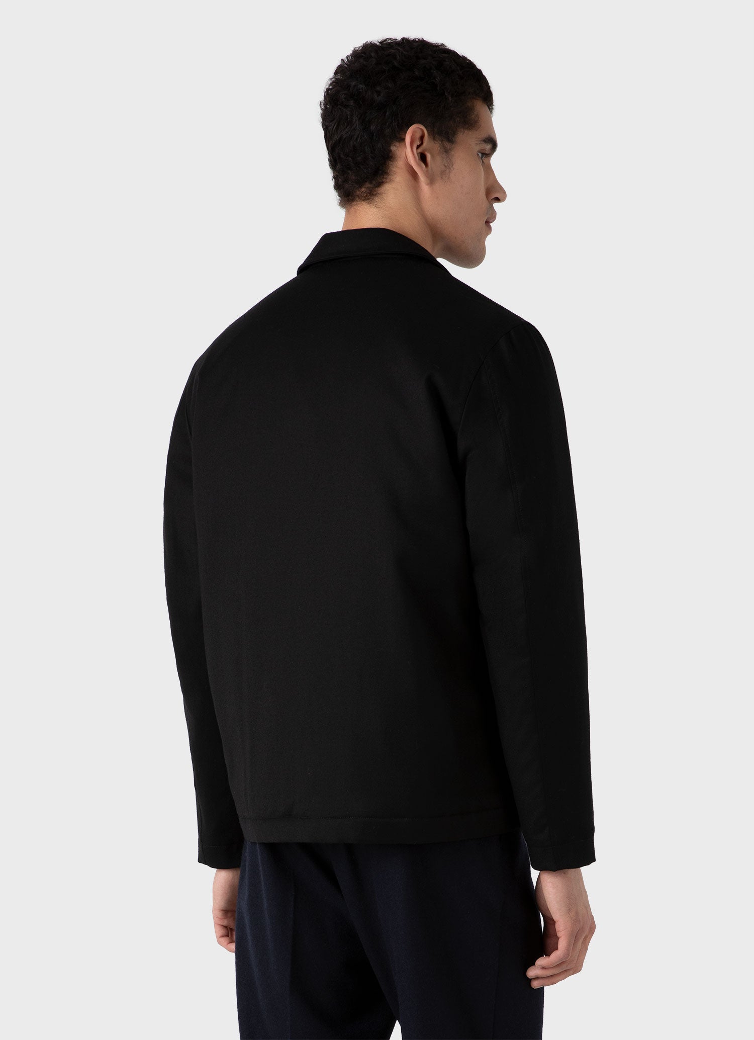 Men s Insulated Wool Jacket in Black Sunspel