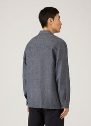 Men's Cotton Linen Twill Twin Pocket Jacket in Denim Blue