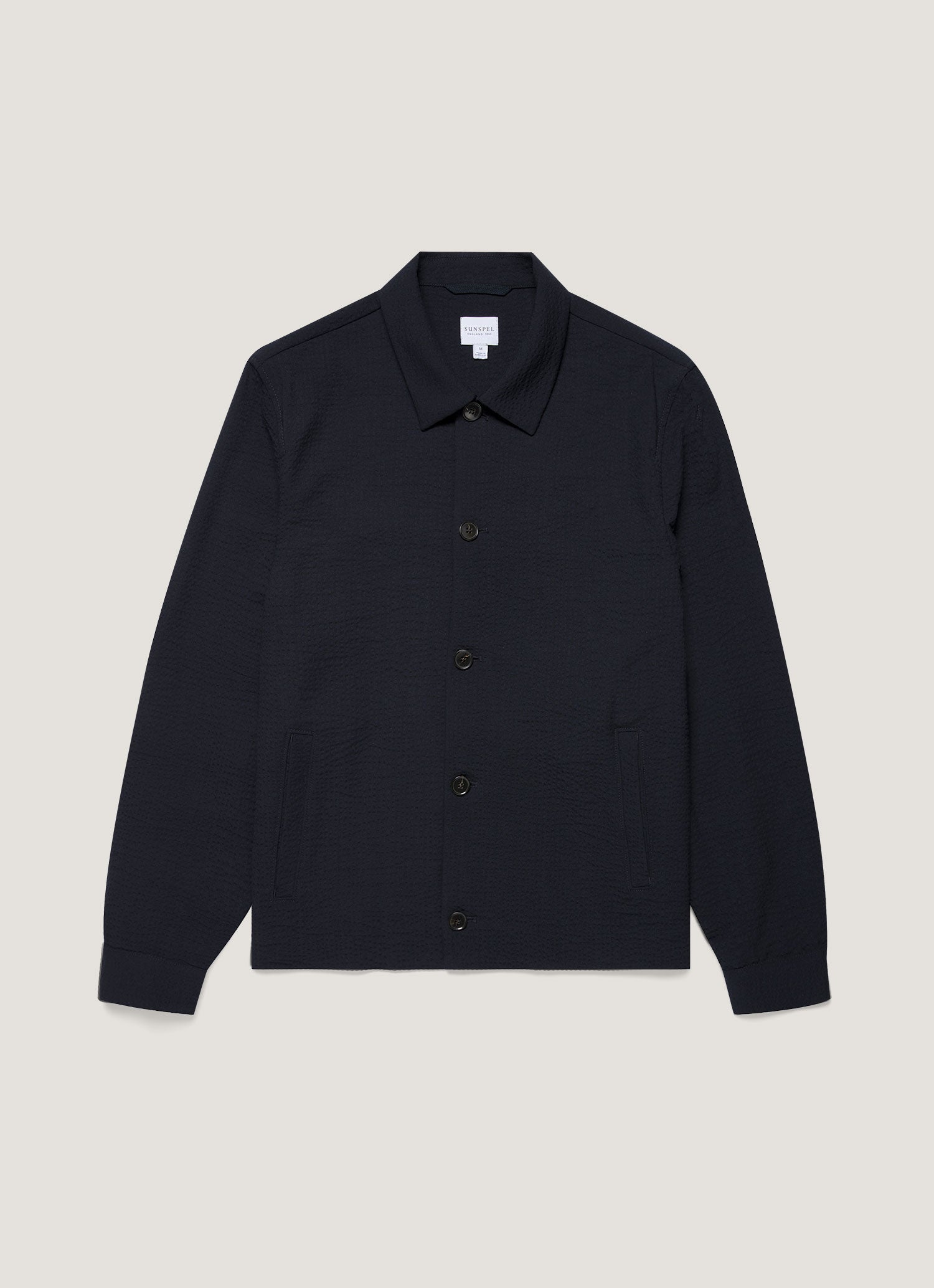 Men's Seersucker Jacket in Navy | Sunspel