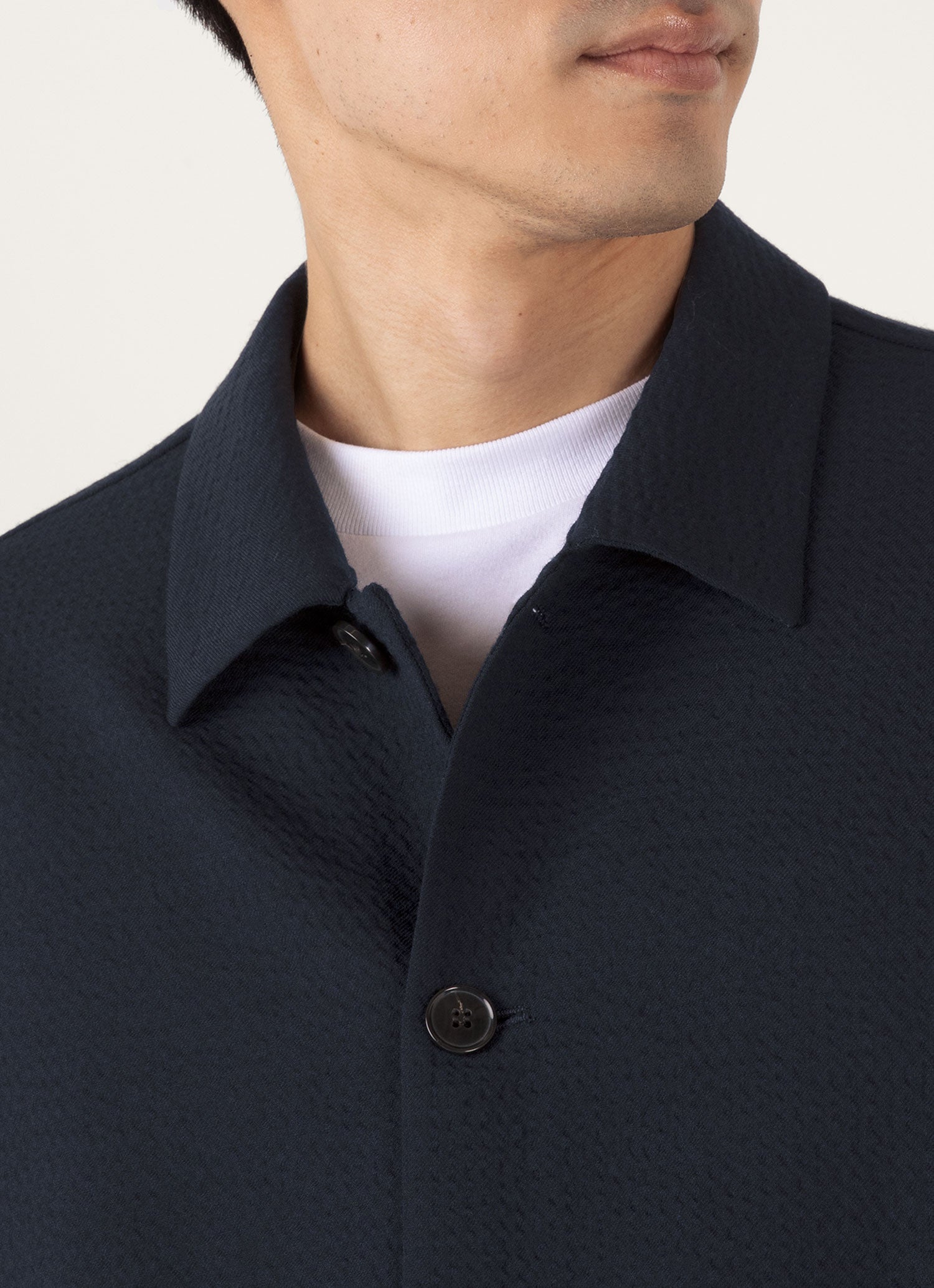 Men's Seersucker Jacket in Navy | Sunspel