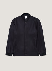 Men's Wool Bomber Jacket in Navy