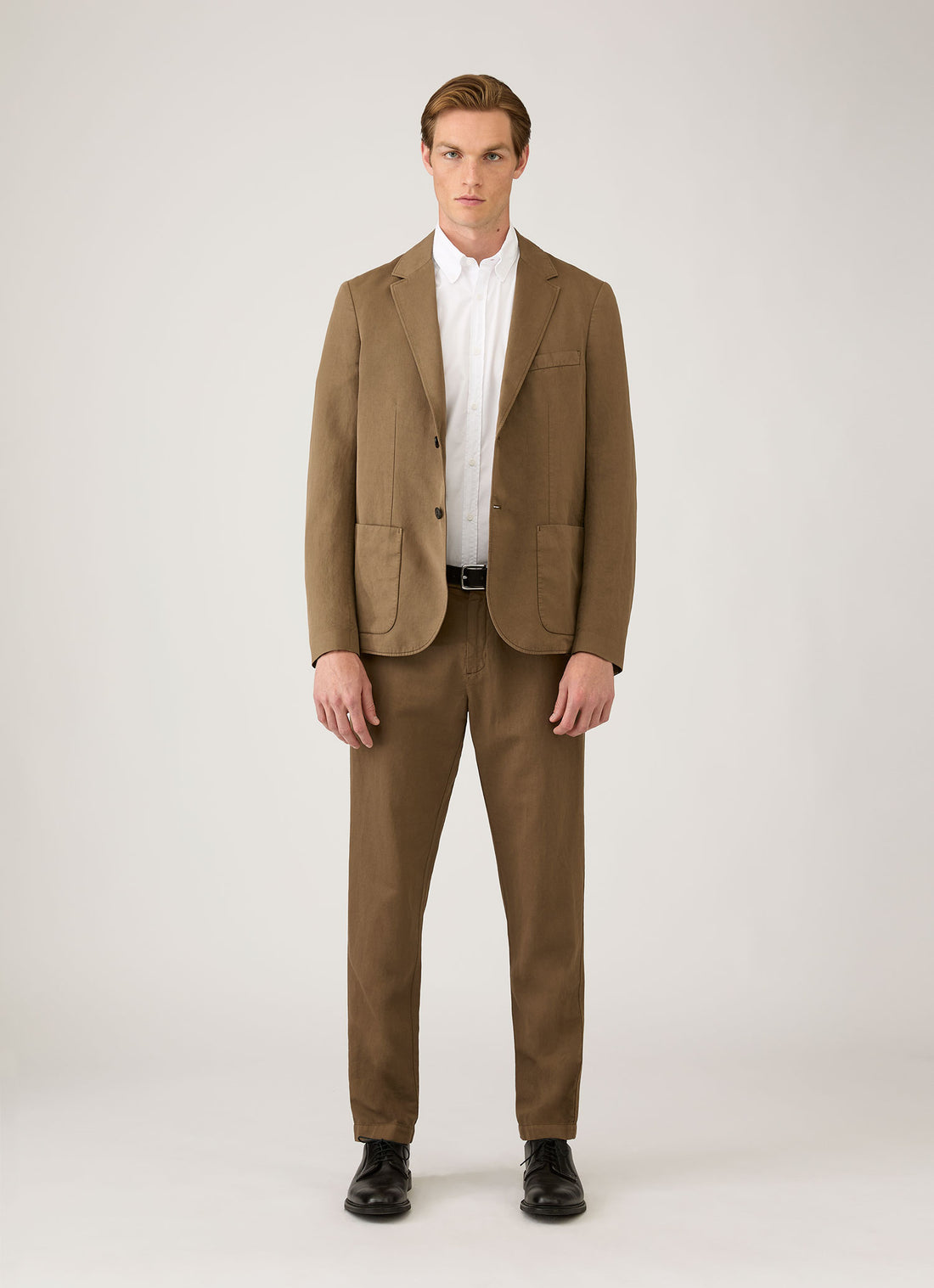 Men's Cotton Linen Two-Piece Suit in Dark Cedar