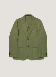Men's Cotton Linen Two-Piece Suit in Deep Olive