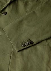Men's Cotton Linen Two-Piece Suit in Deep Olive