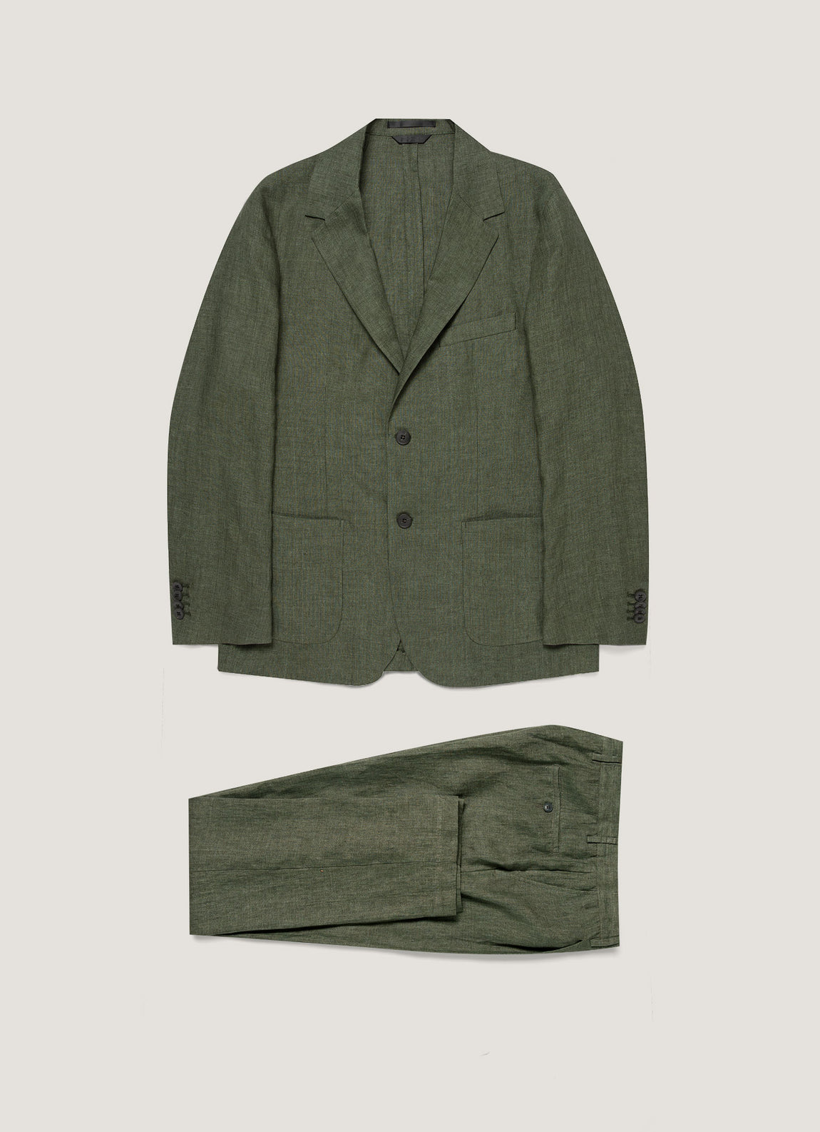 Men's Linen Two-Piece Suit in Hunter Green