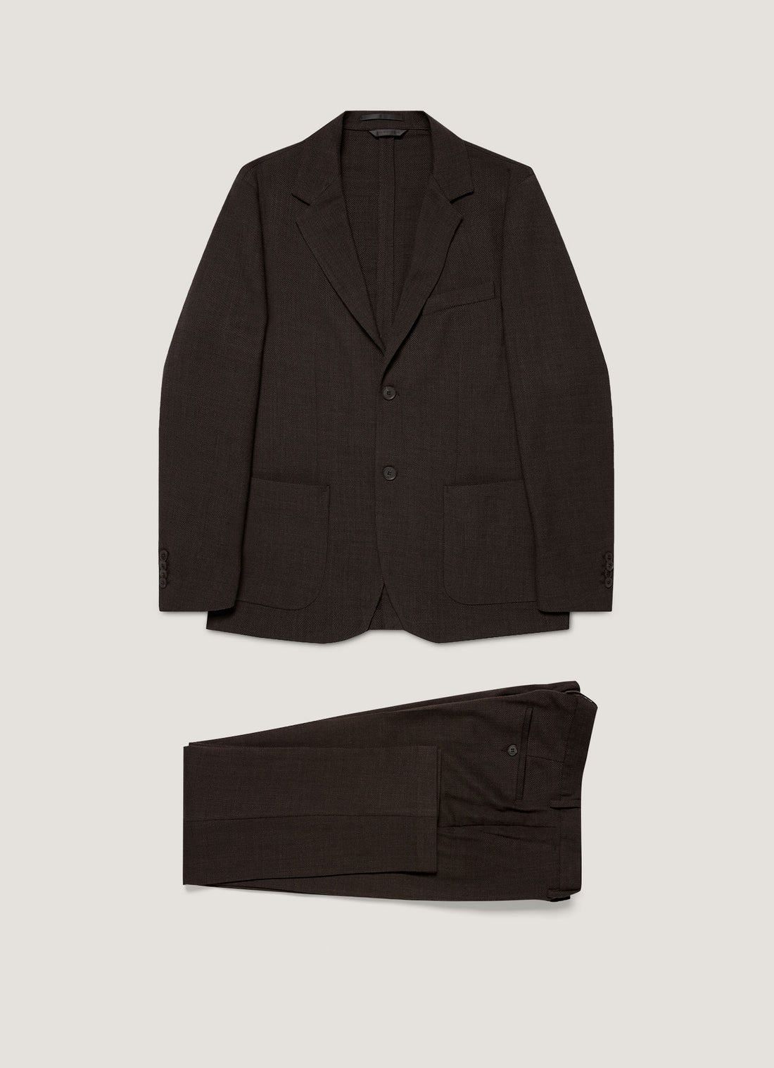 Men's Textured Wool Two-Piece Suit in Truffle