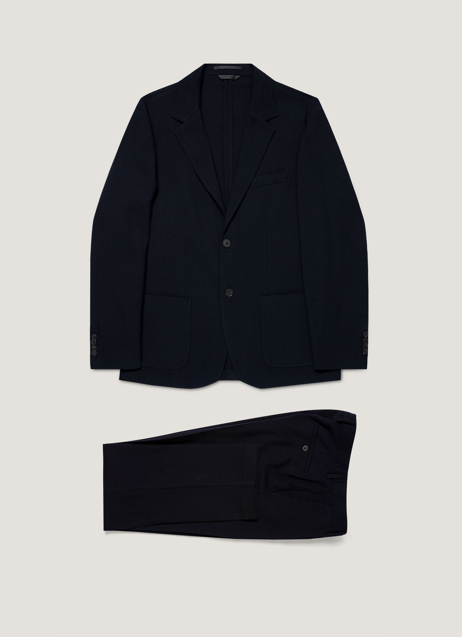 Men's Textured Wool Two-Piece Suit in Navy | Sunspel