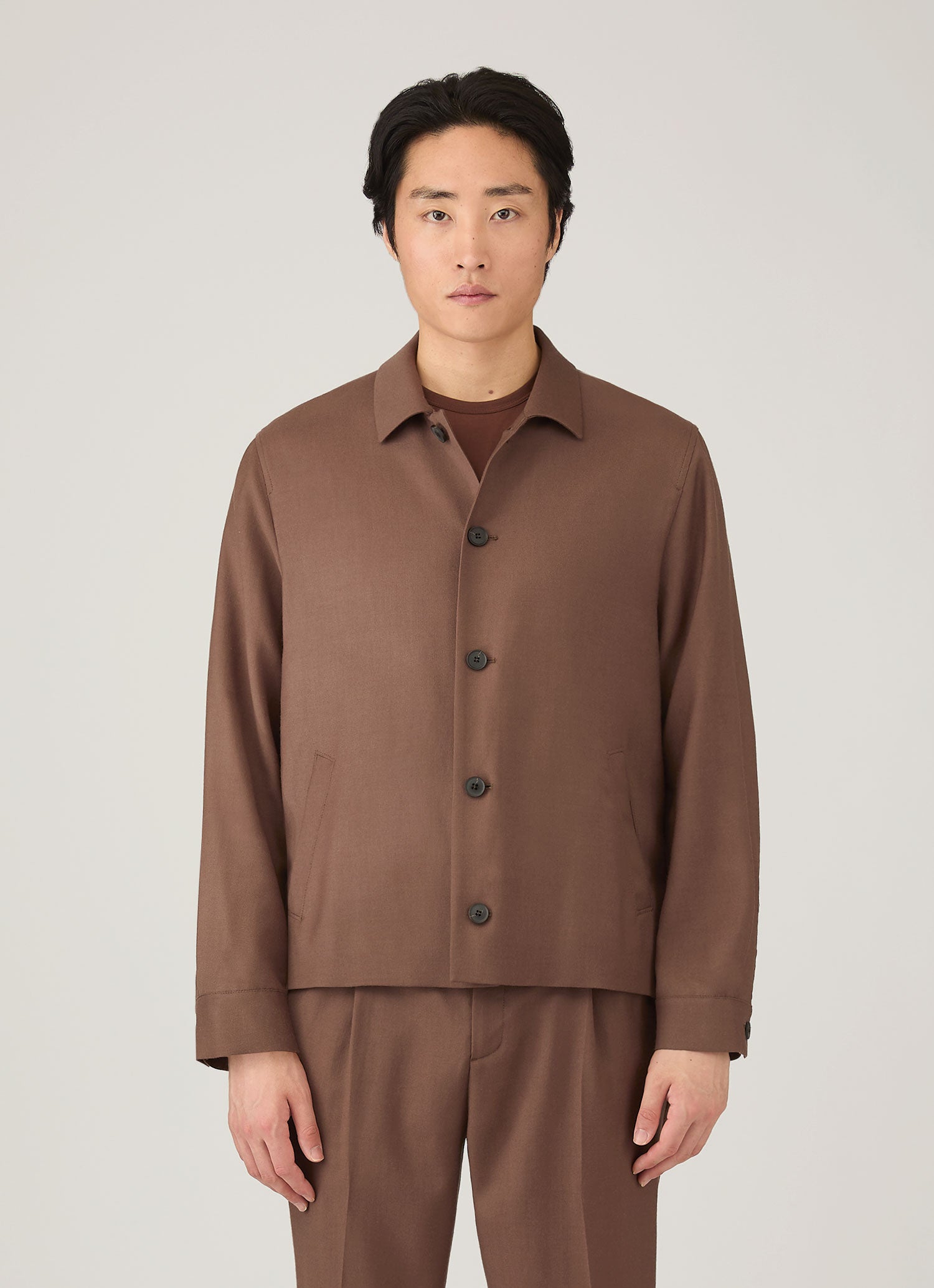 Men's Wool Twill Jacket in Light Brown