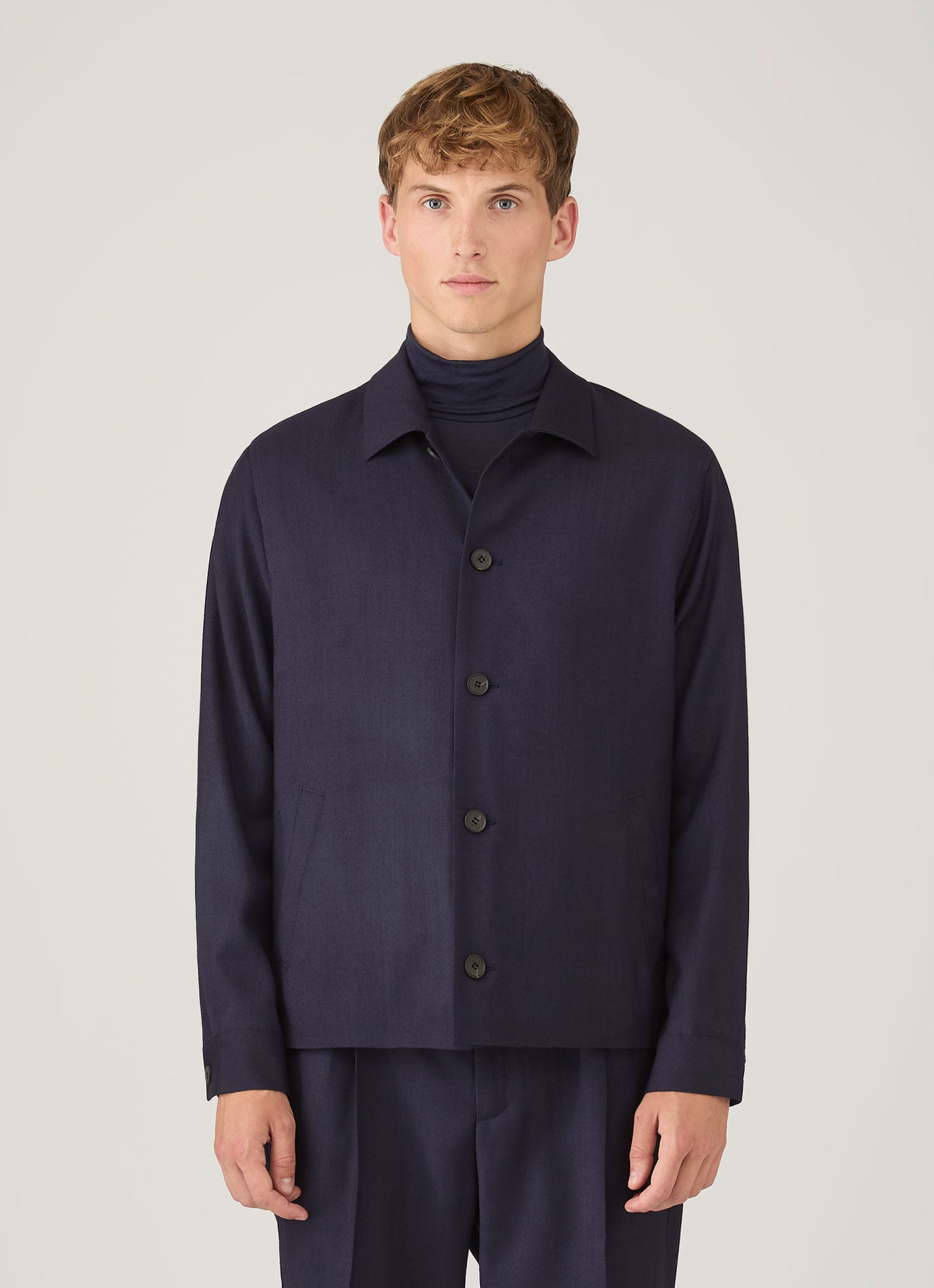 Men's Wool Twill Jacket in Navy