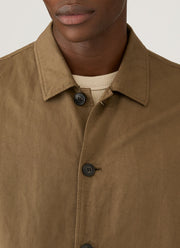 Men's Cotton Linen Jacket in Dark Cedar