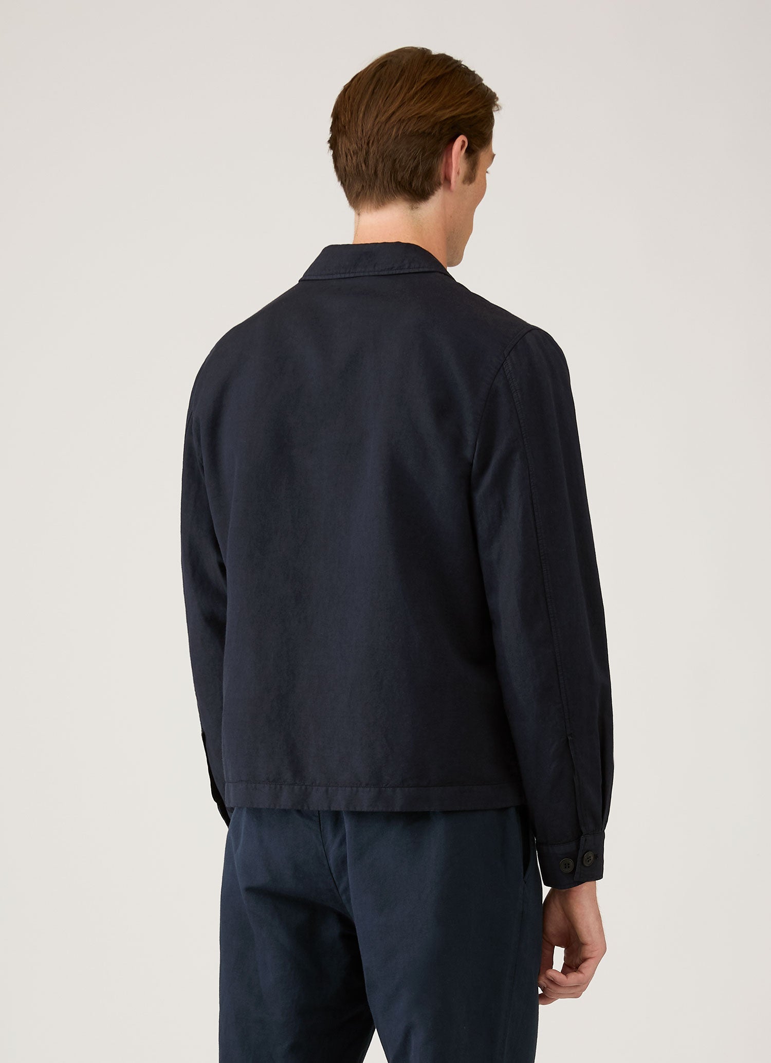 Men's Cotton Linen Jacket in Navy | Sunspel