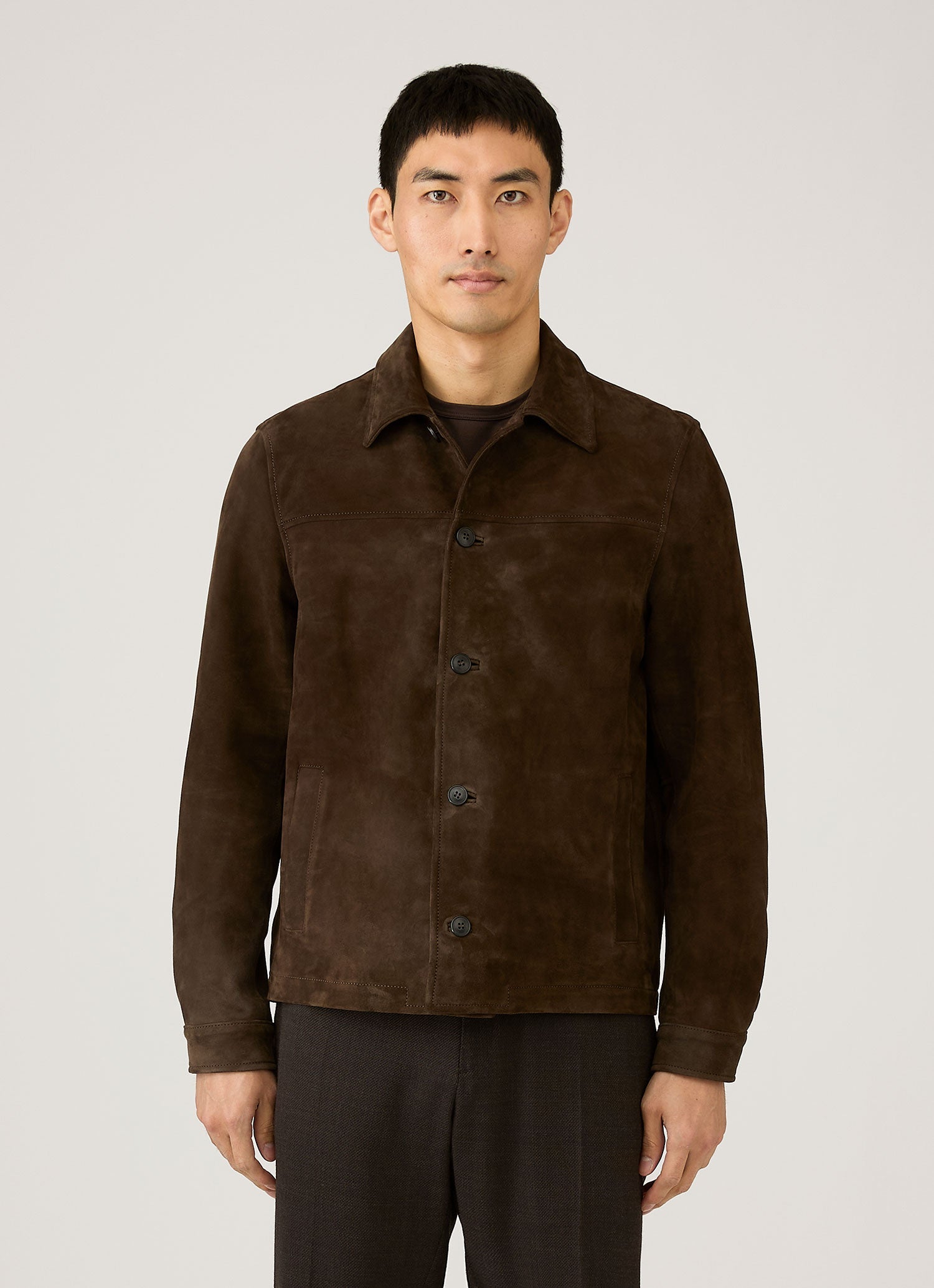 Men's Suede Jacket in Dark Brown