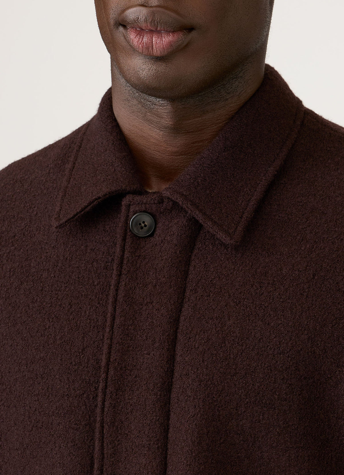 Men's Heavy Boiled Wool Jersey Bomber in Dark Chocolate