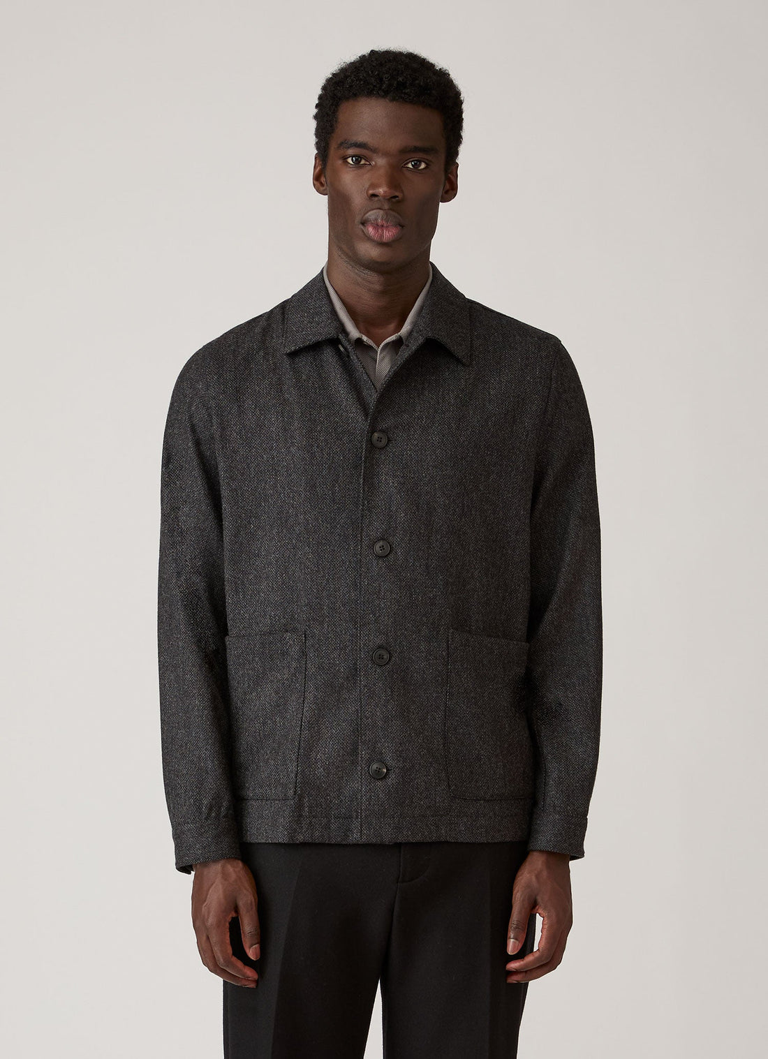 Men's Wool Twill Chore Jacket in Charcoal Melange