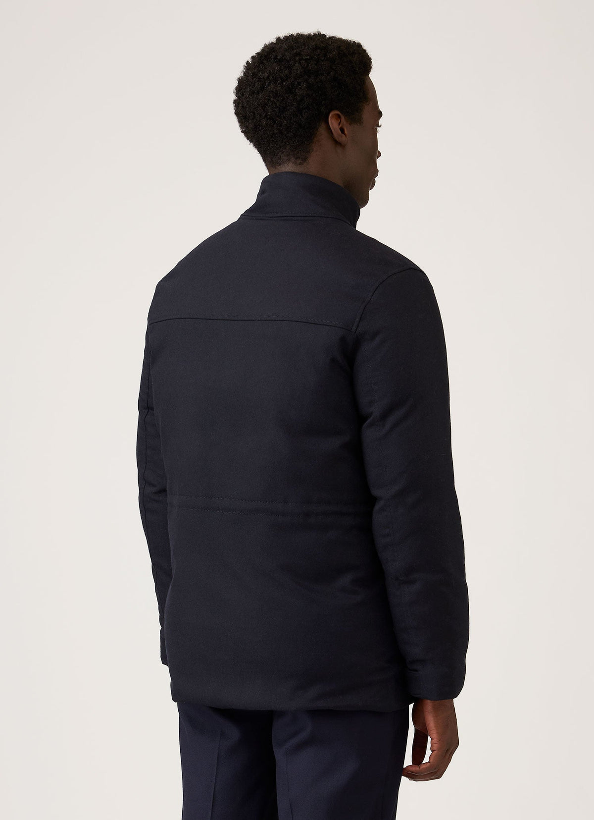 Men's Wool Cashmere Flannel Down Jacket in Navy