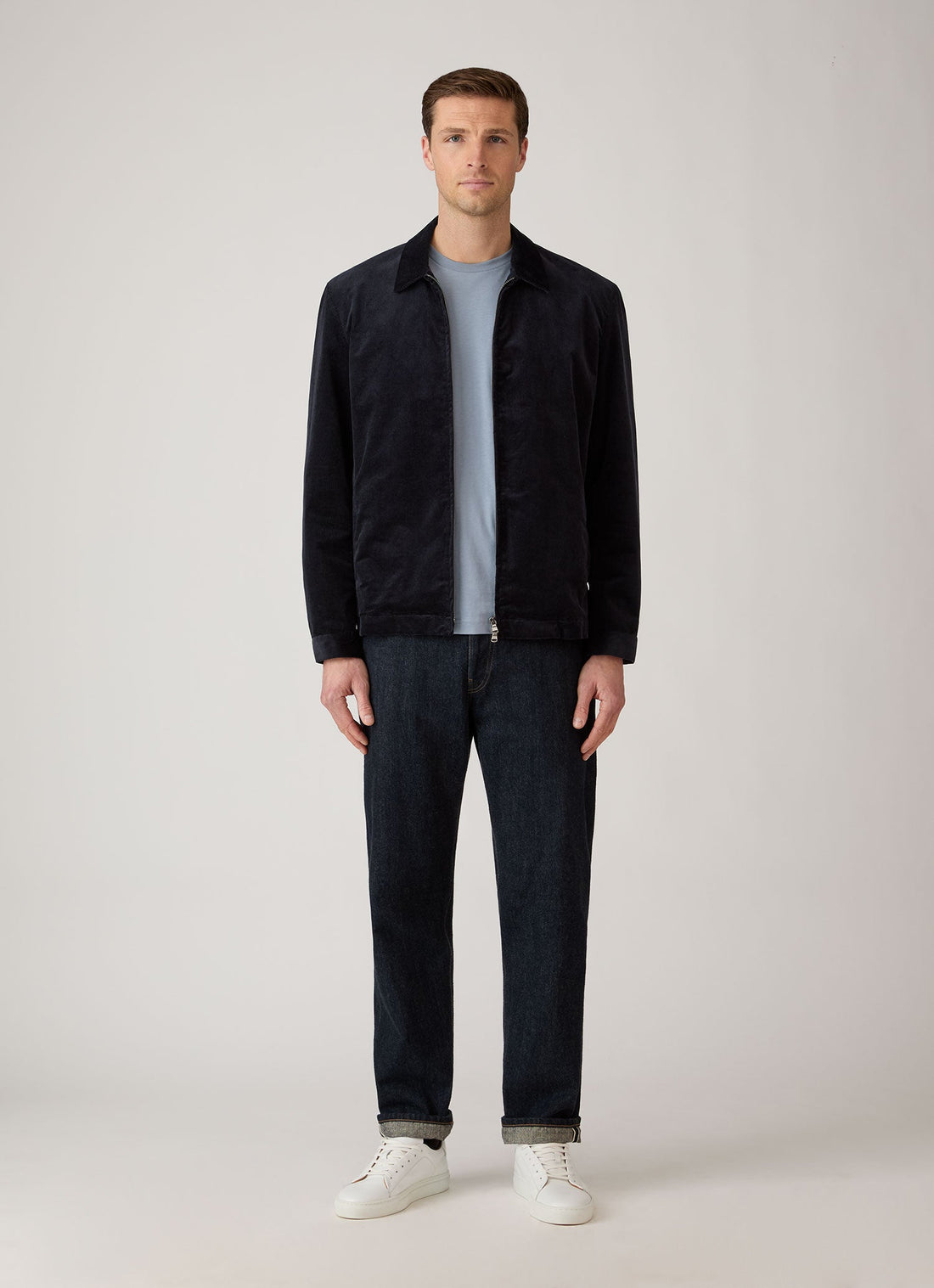 Men's Corduroy Harrington Jacket in Navy