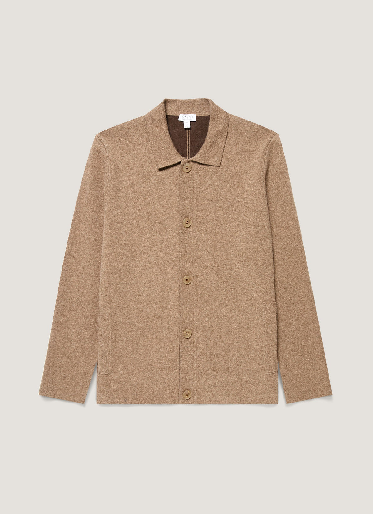 Men's Merino Cotton Double Faced Jacket in Dark Beige