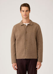 Men's Merino Cotton Double Faced Jacket in Dark Beige