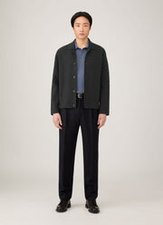 Men's Merino Cotton Double Faced Jacket in Dark Charcoal Melange